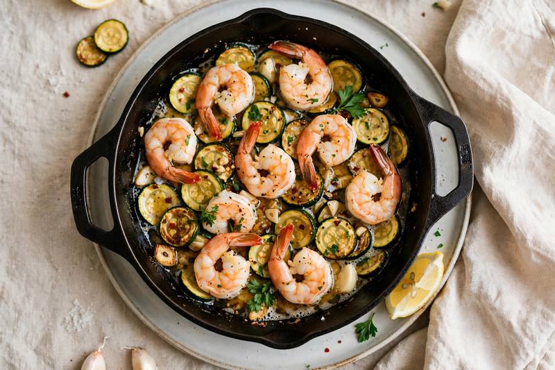 Photo of Speedy Shrimp & Zucchini Skillet, a dinner recipe from FluentFuel