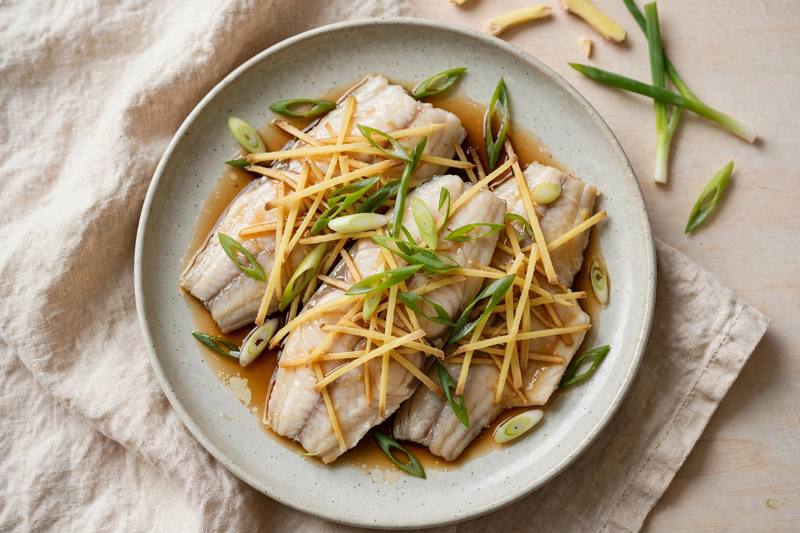 Photo of Ginger-Scallion Sea Bass, a dinner recipe from FluentFuel
