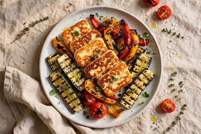 Photo of Grilled Halloumi & Vegetable Platter, a dinner recipe from FluentFuel
