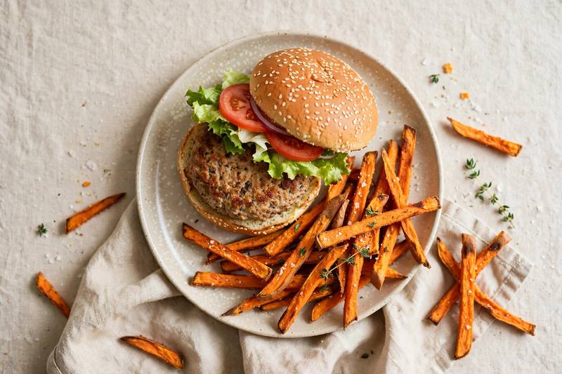 Photo of Turkey Burgers with Sweet Potato Fries, a dinner recipe from FluentFuel