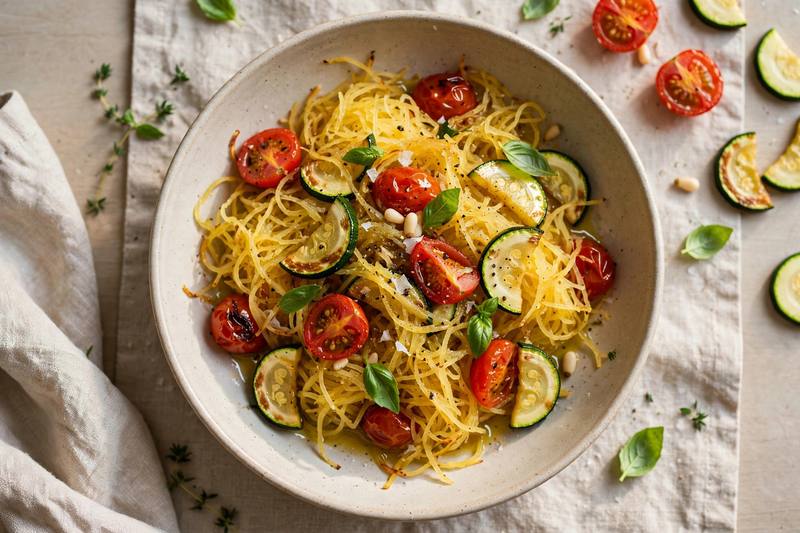 Photo of Spaghetti Squash Primavera, a dinner recipe from FluentFuel