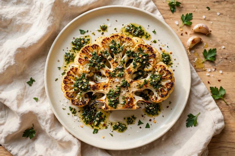 Photo of Cauliflower Steak with Chimichurri, a dinner recipe from FluentFuel