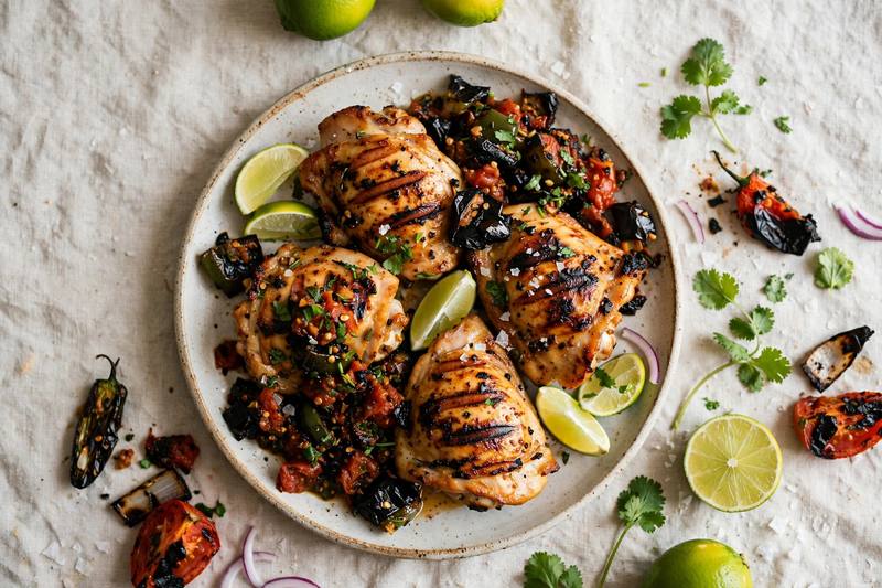 Photo of Pollo Asado with Charred Salsa, a dinner recipe from FluentFuel