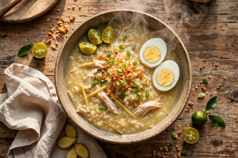 Photo of Ginger Chicken Arroz Caldo, a breakfast recipe from FluentFuel