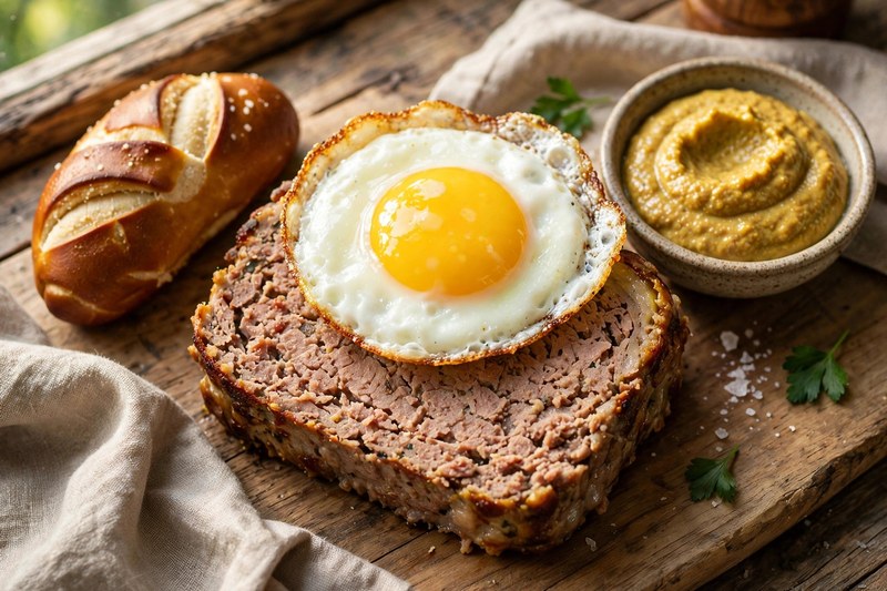 Photo of Leberkäse mit Spiegelei, a lunch recipe from FluentFuel