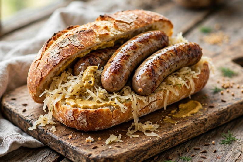 Photo of Bratwurst mit Sauerkraut, a dinner recipe from FluentFuel