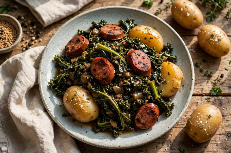 Photo of Grünkohl mit Pinkel — Kale and Sausage, a dinner recipe from FluentFuel