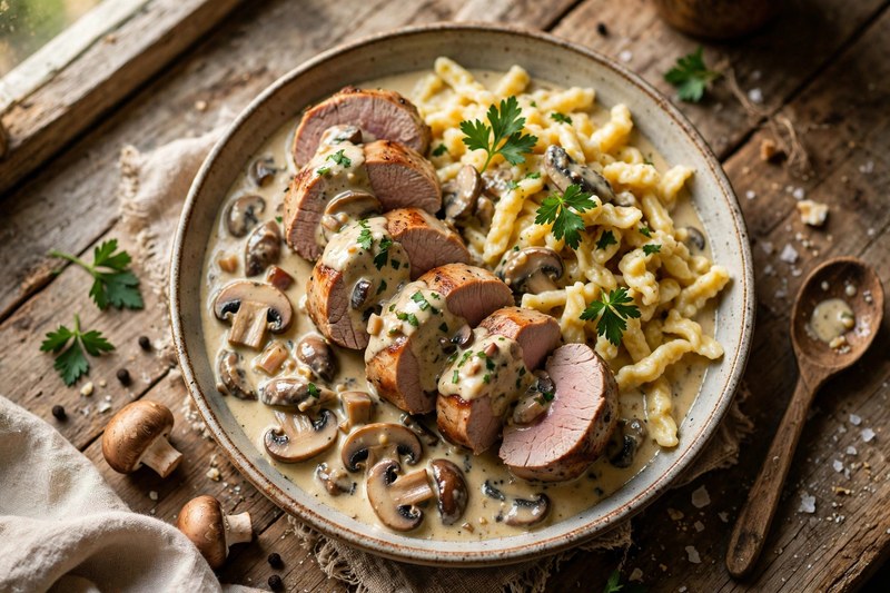 Photo of Schweinefilet in Champignonrahm, a dinner recipe from FluentFuel