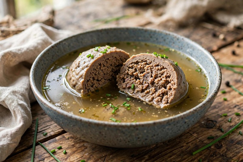 Photo of Leberknödelsuppe — Liver Dumpling Soup, a lunch recipe from FluentFuel