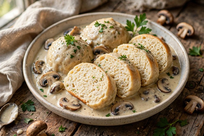 Photo of Semmelknödel mit Pilzsoße, a dinner recipe from FluentFuel
