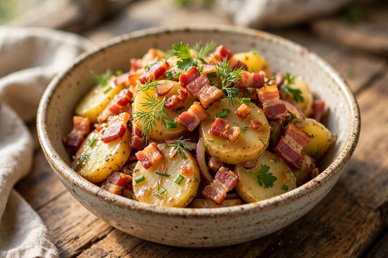 Photo of Warmer Kartoffelsalat — Warm German Potato Salad, a dinner recipe from FluentFuel