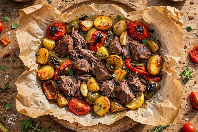 Photo of Arni Kleftiko (Slow Lamb in Parchment), a dinner recipe from FluentFuel