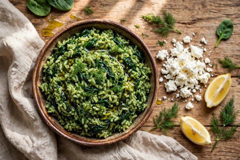 Photo of Spanakorizo (Spinach Rice), a dinner recipe from FluentFuel