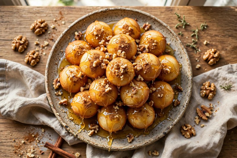 Photo of Loukoumades (Honey Puffs), a snack recipe from FluentFuel