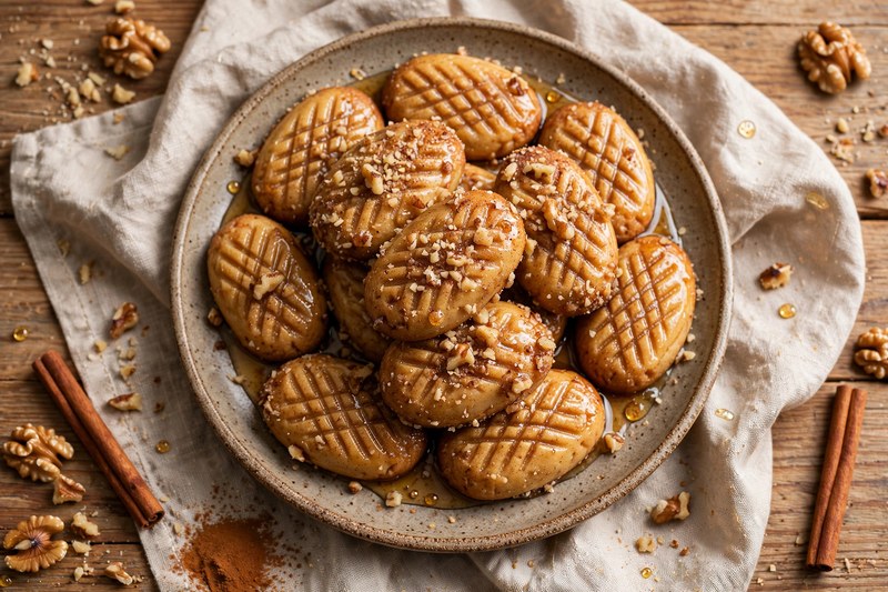 Photo of Melomakarona (Honey Spice Cookies), a snack recipe from FluentFuel