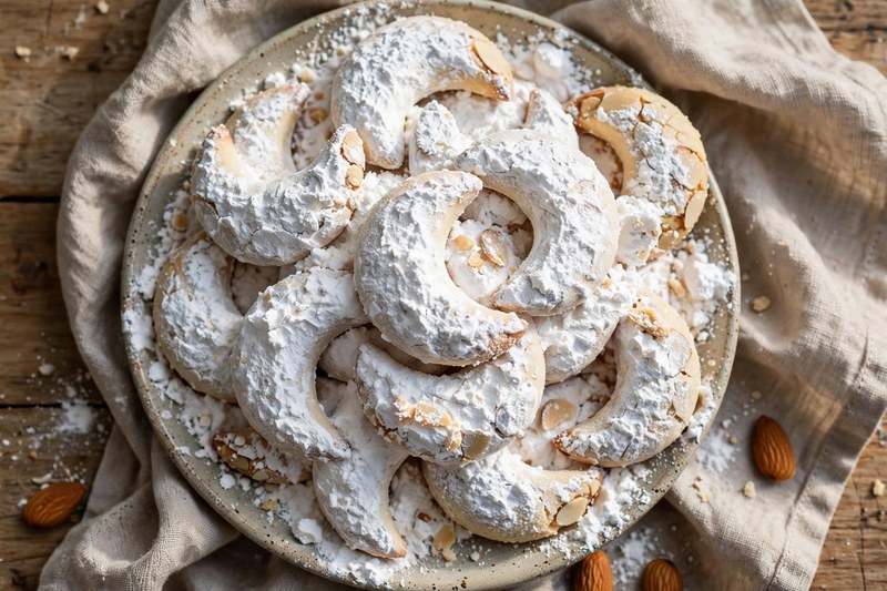 Photo of Kourabiedes (Almond Snowball Cookies), a snack recipe from FluentFuel