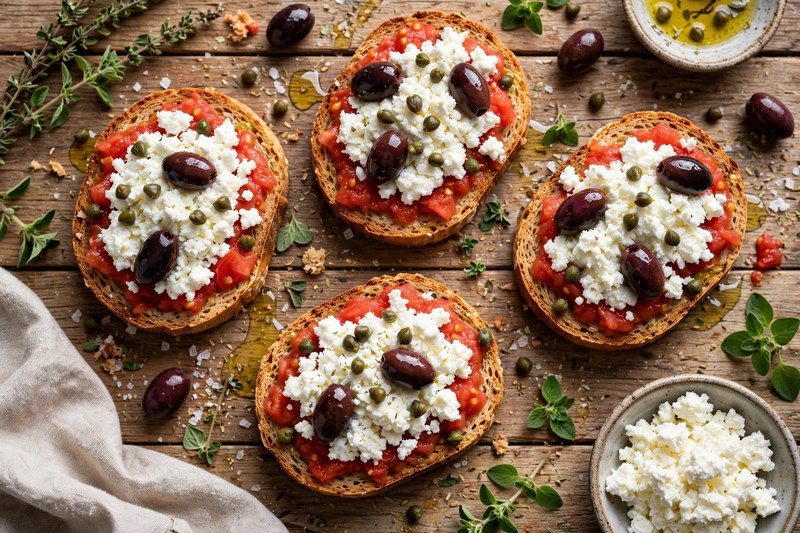 Photo of Dakos (Cretan Barley Rusk Salad), a lunch recipe from FluentFuel