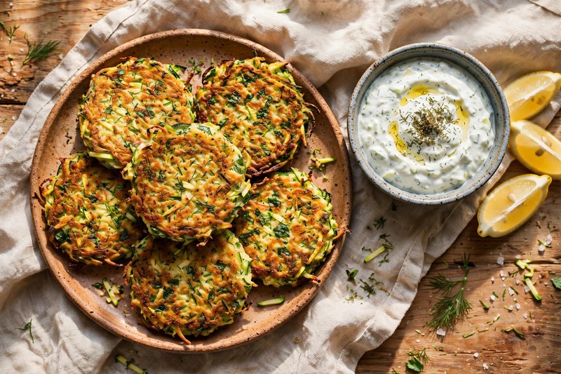 Photo of Kolokithokeftedes (Zucchini Fritters), a snack recipe from FluentFuel