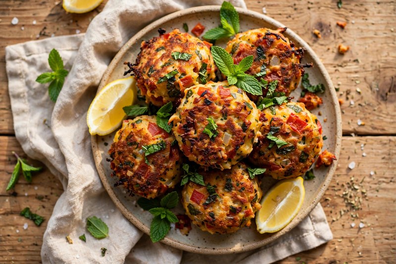 Photo of Domatokeftedes (Santorini Tomato Fritters), a snack recipe from FluentFuel