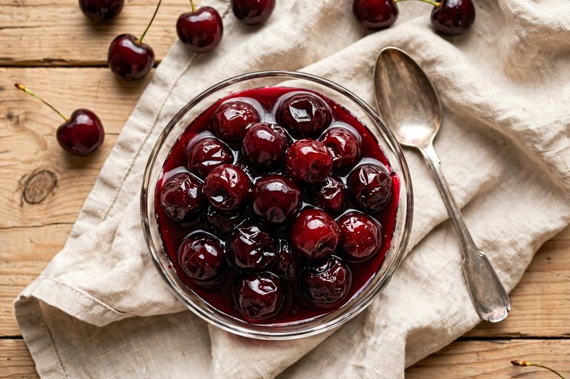 Photo of Glyko Vissino (Sour Cherry Spoon Sweet), a snack recipe from FluentFuel