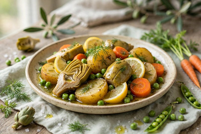 Photo of Aginares a la Polita, a dinner recipe from FluentFuel