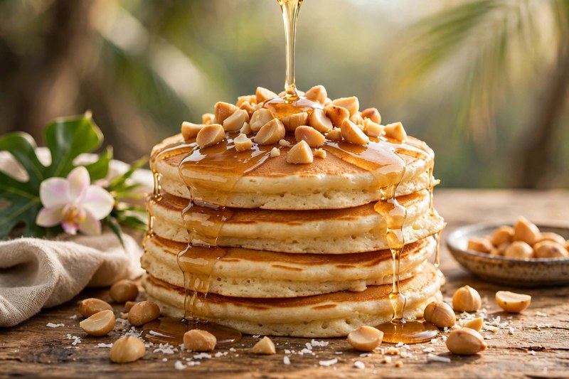 Photo of Macadamia Nut Pancakes, a breakfast recipe from FluentFuel