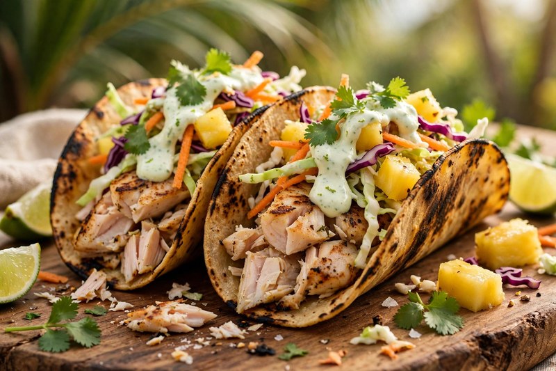 Photo of Mahi Tacos with Pineapple Slaw, a dinner recipe from FluentFuel