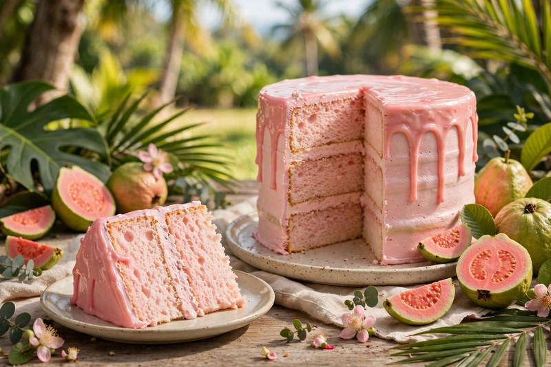 Photo of Guava Chiffon Cake, a snack recipe from FluentFuel