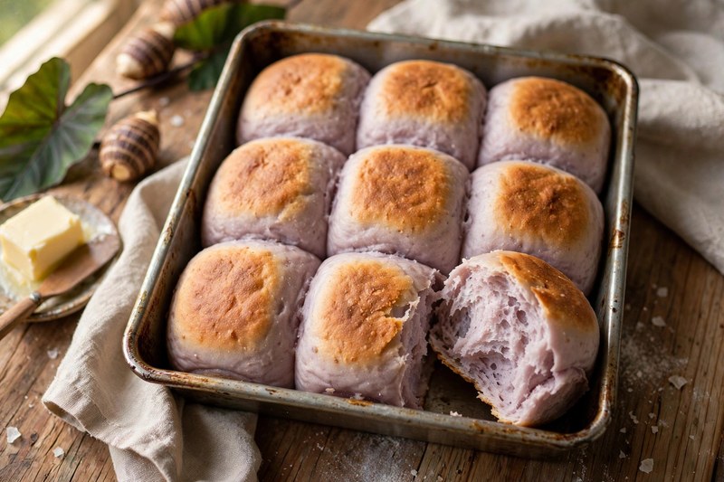 Photo of Taro Dinner Rolls, a snack recipe from FluentFuel