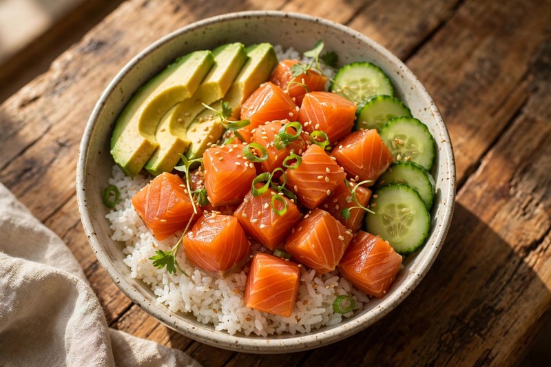 Photo of Salmon Poke, a lunch recipe from FluentFuel