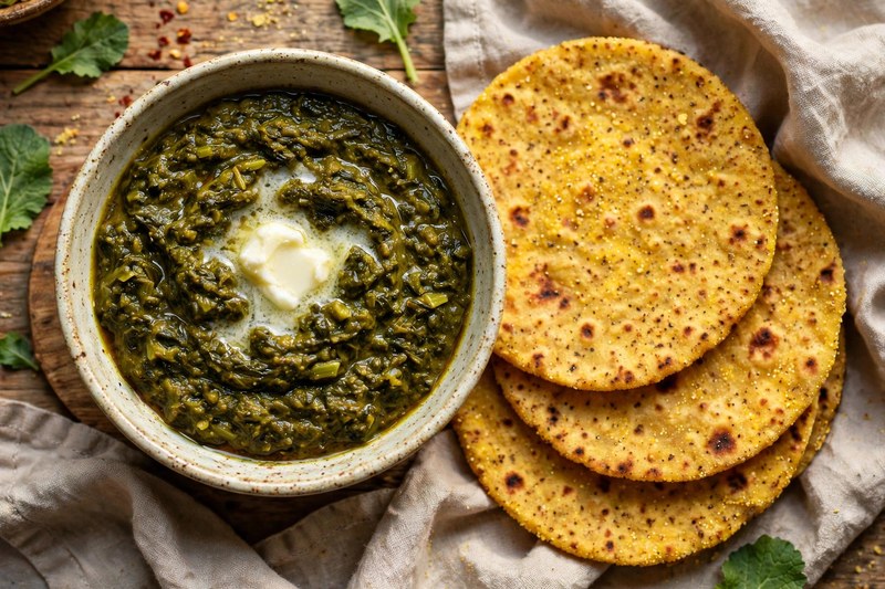 Photo of Sarson ka Saag with Makki Roti, a dinner recipe from FluentFuel