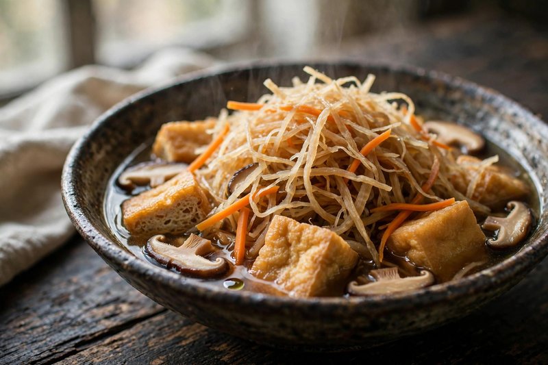 Photo of Simmered Kiriboshi Daikon, a lunch recipe from FluentFuel
