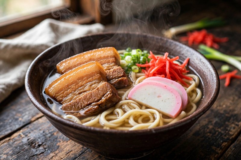 Photo of Okinawa Soba, a lunch recipe from FluentFuel