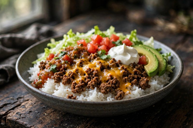 Photo of Taco Rice, a dinner recipe from FluentFuel