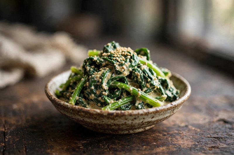 Photo of Goma-ae Spinach, a lunch recipe from FluentFuel