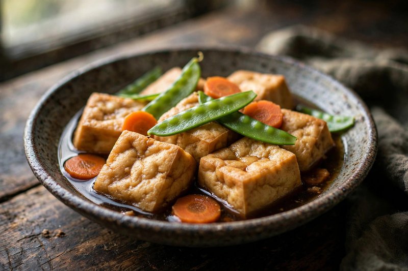 Photo of Koya Dofu no Nimono, a lunch recipe from FluentFuel