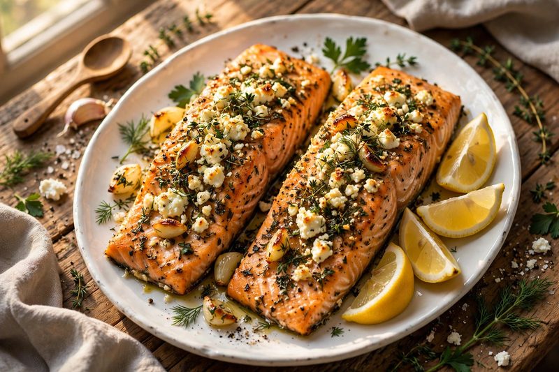 Photo of Herb-and-Feta Salmon, a dinner recipe from FluentFuel