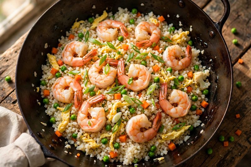 Photo of Shrimp Cauliflower Fried Rice, a dinner recipe from FluentFuel