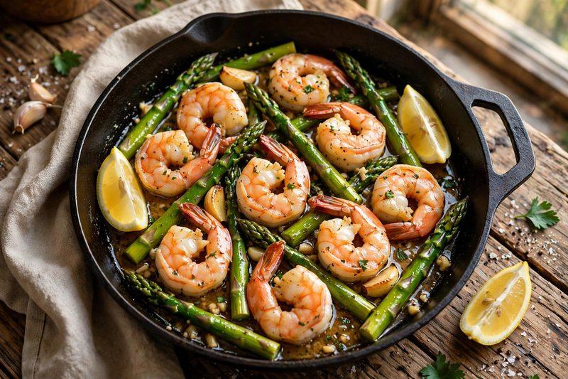 Photo of Garlic Butter Shrimp with Asparagus, a dinner recipe from FluentFuel