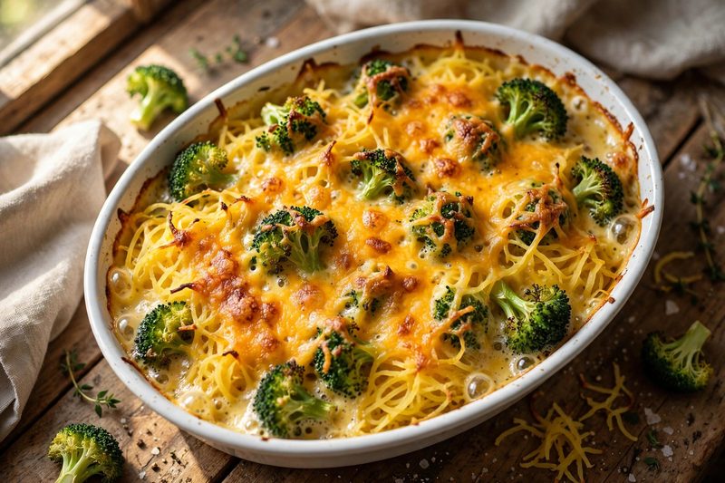 Photo of Broccoli Cheddar Spaghetti Squash Bake, a dinner recipe from FluentFuel