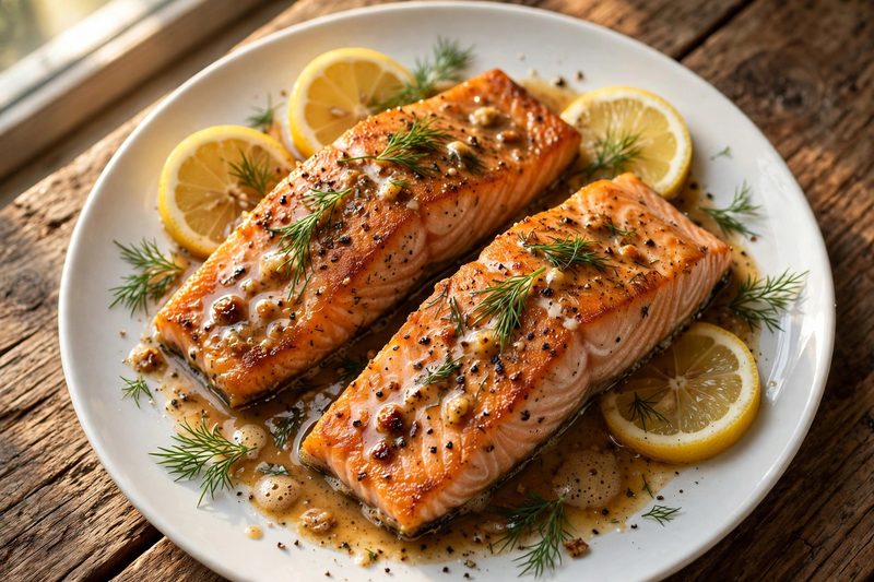 Photo of Brown Butter Lemon Salmon, a dinner recipe from FluentFuel