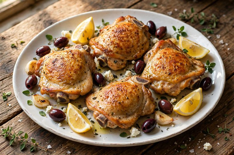 Photo of Greek Garlic Chicken Thighs, a dinner recipe from FluentFuel