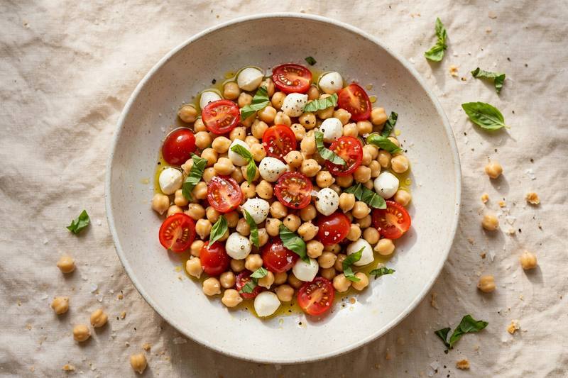Photo of Caprese Chickpea Salad, a lunch recipe from FluentFuel