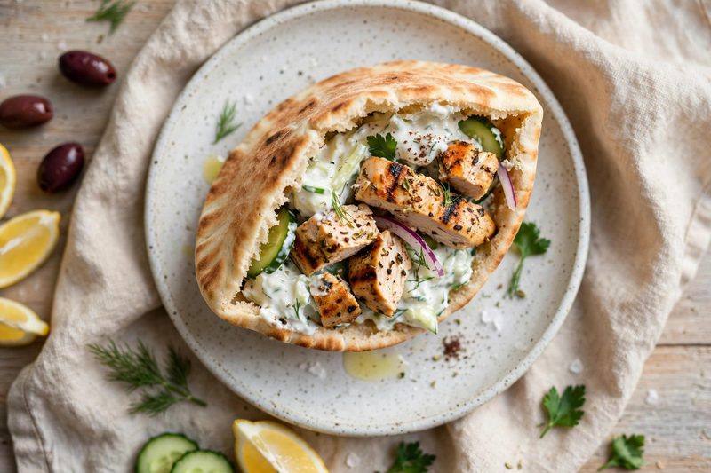 Photo of Greek Chicken Pita, a lunch recipe from FluentFuel