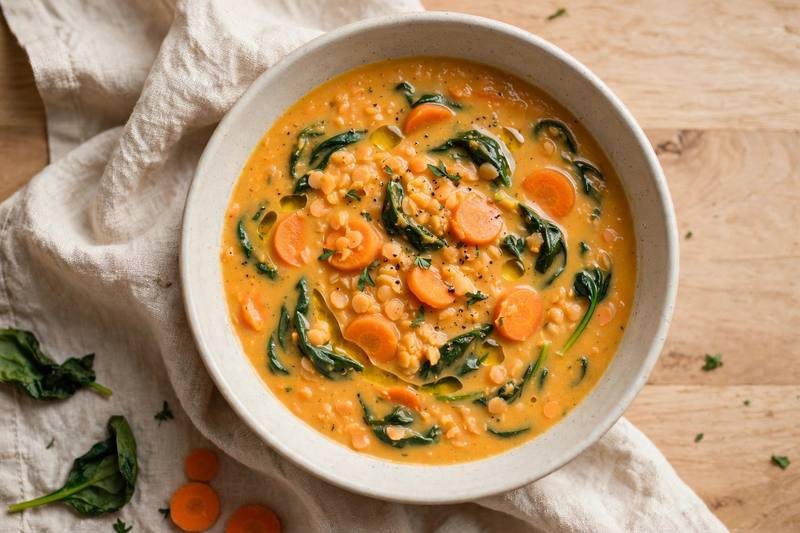 Photo of Lentil & Greens Soup, a lunch recipe from FluentFuel