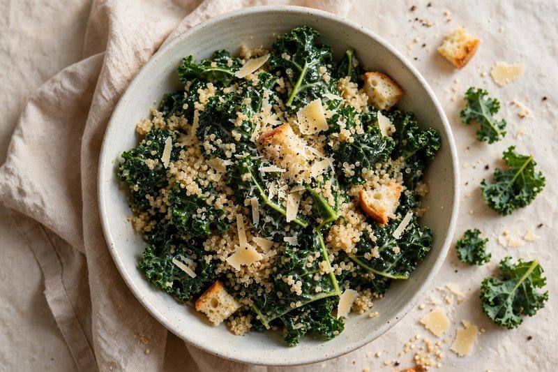 Photo of Kale & Quinoa Caesar, a lunch recipe from FluentFuel