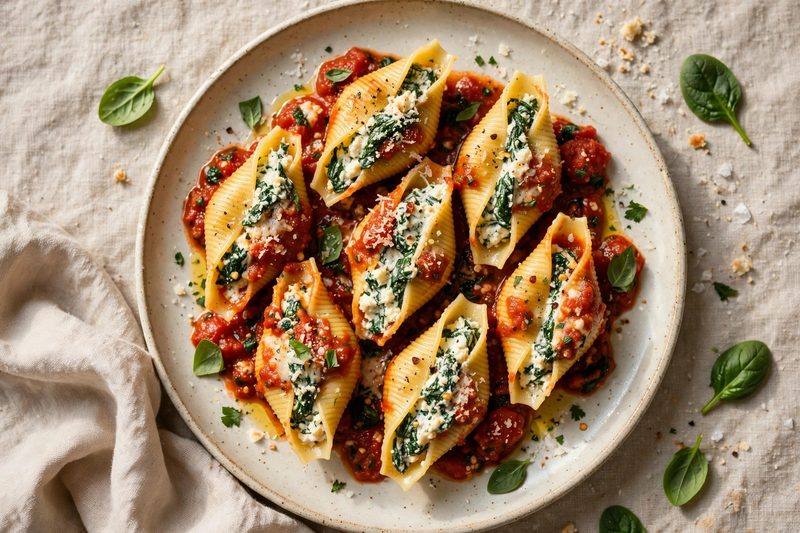 Photo of Spinach Ricotta Shells, a lunch recipe from FluentFuel