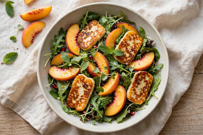 Photo of Grilled Halloumi & Stone Fruit Salad, a lunch recipe from FluentFuel