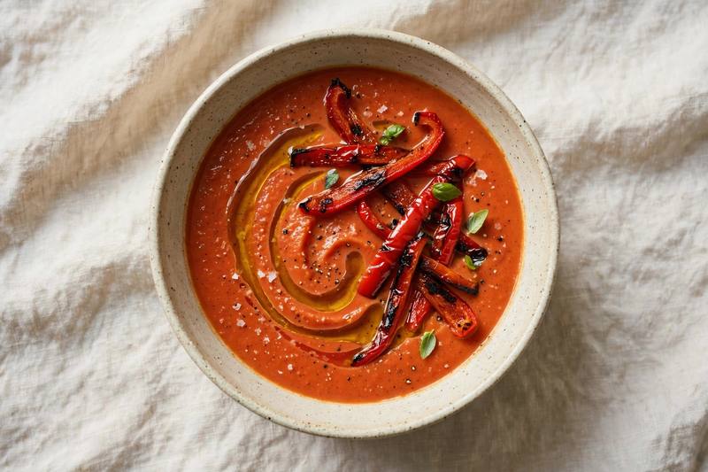 Photo of Roasted Red Pepper & Tomato Soup, a lunch recipe from FluentFuel
