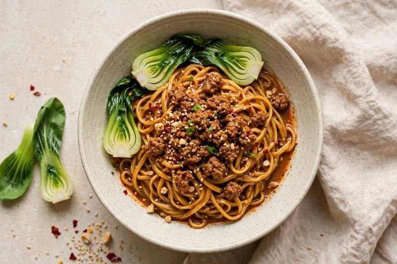 Photo of Dan Dan-Style Sesame Noodles, a lunch recipe from FluentFuel